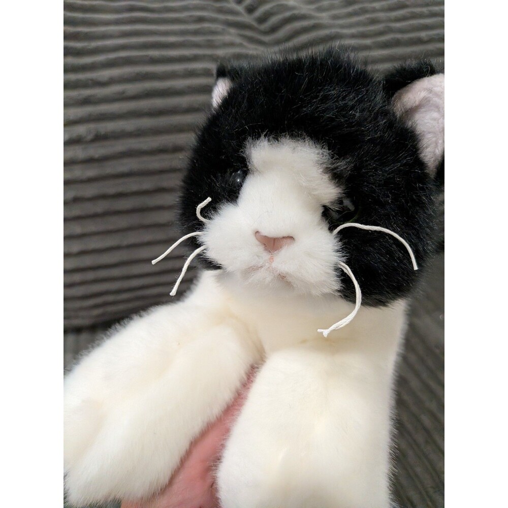 Bearington Collection Domino Tuxedo Cat Plush Stuffed Animal Black White 17""